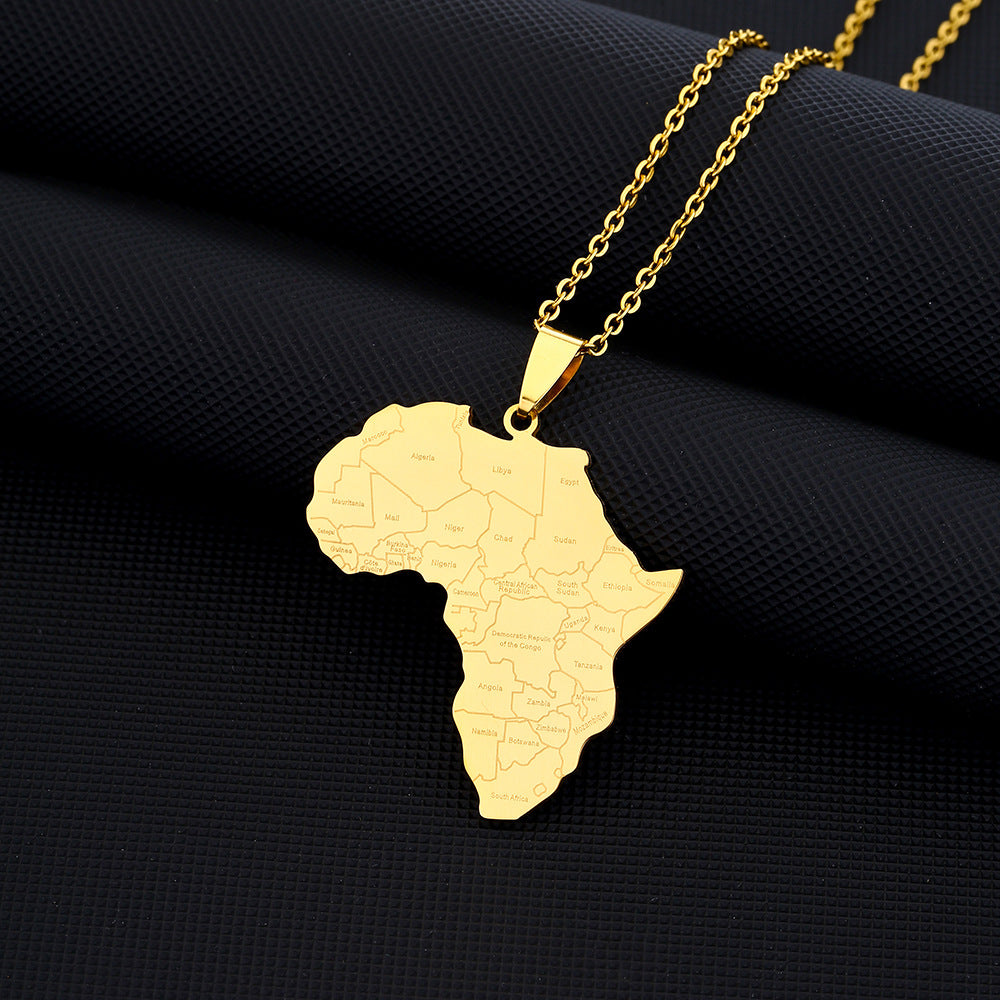 African map pendant necklace