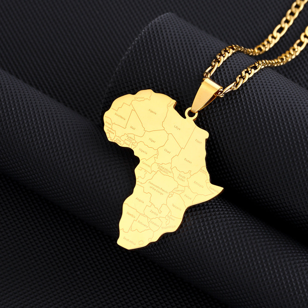African map pendant necklace