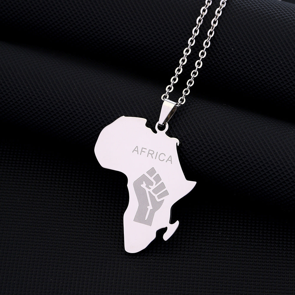 African map pendant necklace
