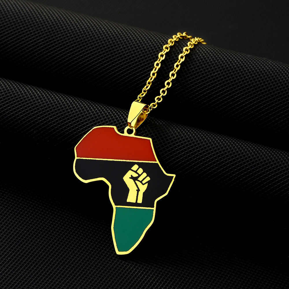 African map pendant necklace