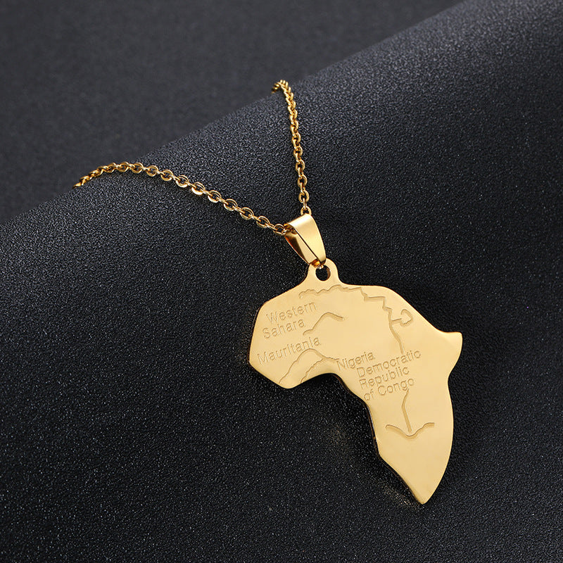 African map pendant necklace