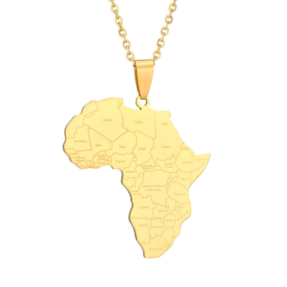 African map pendant necklace