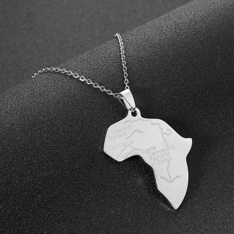 African map pendant necklace