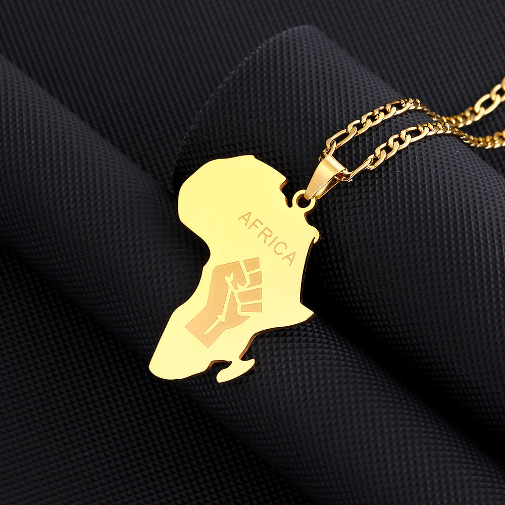 African map pendant necklace
