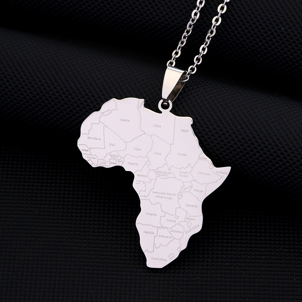 African map pendant necklace