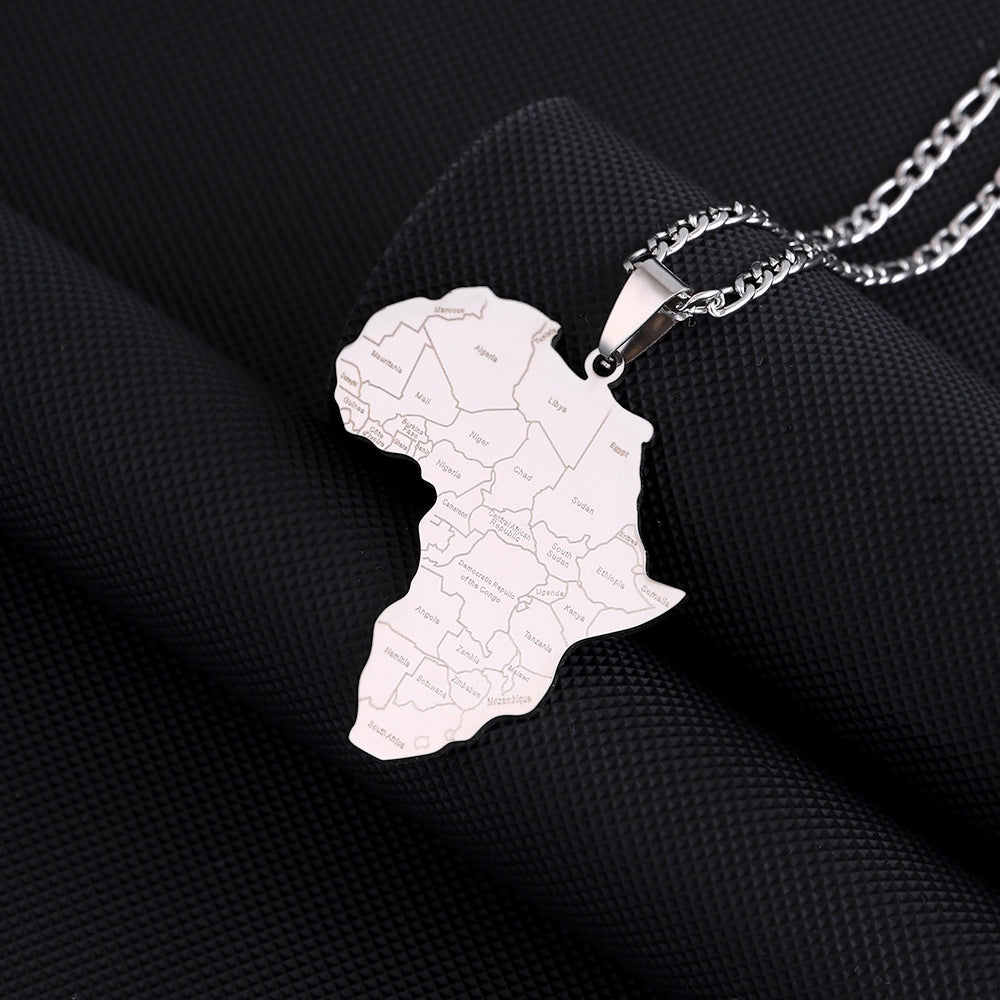 African map pendant necklace