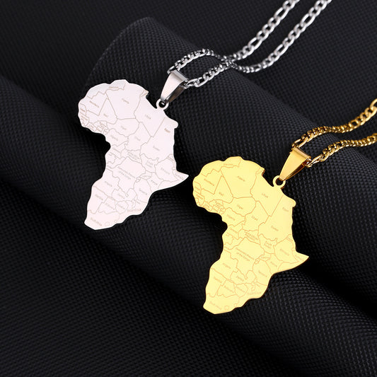 African map pendant necklace